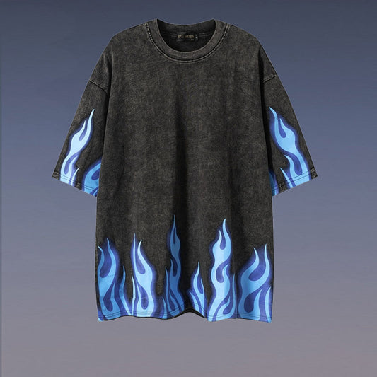 Washed out flames oversized tee